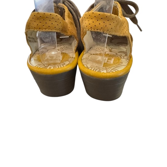 FLY London Women’s Yellow Ylva Perforated Leather Sandals 39 - Picture 4 of 5